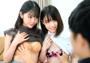 素人美少女二人が童貞を求めて生チンポ奪い合い！親友の真横で膣奥まで突かれる生筆おろしセックスでイキまくっちゃう！